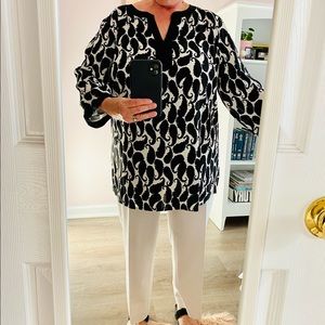 Talbots black & white tunic top